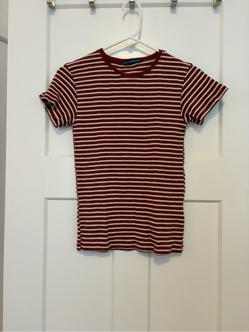 NWOT Brandy Melville Red and White Striped Short Sleeve Tee